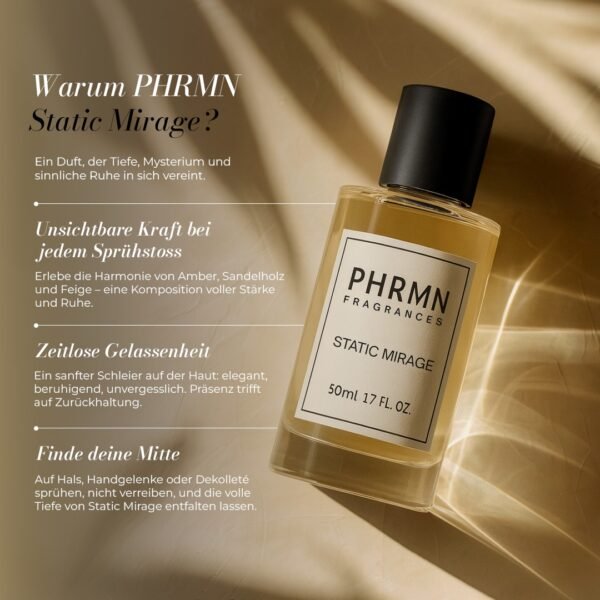 PHRMN Static Mirage Pheromon Parfum – sanfter Duft mit Amber, Sandelholz und Feige, zeitlose Gelaassenheit und innere Ruhe